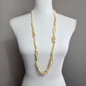 Hawaiian Lei Seashell Natural Brown Speckled 36" Necklace Mermaidcore Beach